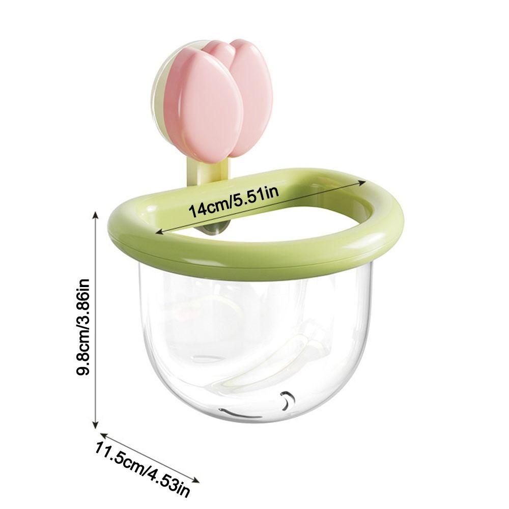 Dopamine Suction Cup Storage Basket Tulip Shape Punch-free Toothbrush Holder Wall Mounted Self-draining Face Towel Storage Box