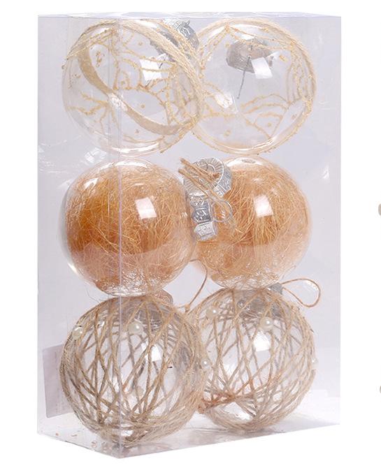 

6шт прозрачный ПЭТ веревка обернутый рождественский шар набор рождественские забавные украшения атмосфера вечеринки украшение рождественской елки шар