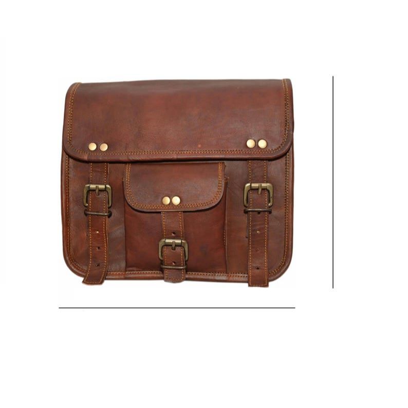 Handmade Leather Motorcycle Saddle Bags Vintage Bike Panniers