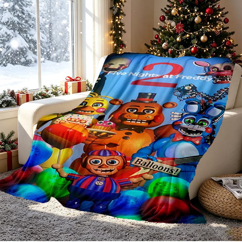 Five Nights At Freddy's Pattern Blanket for Home Decoration, Bed, Sofa, Car Travel, Camping, Suitable for All Seasons, Birthday Christmas Gift