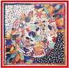 New Luxury Brand Design Sago Cycas Palm Tree Winter Square Scarf 130cm Twill Silk Scarf Women Kerchief Scarves For Ladies
