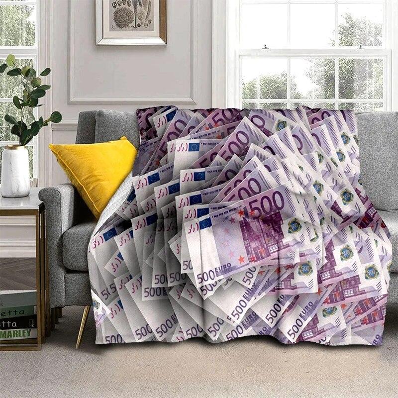 

Rich 3D Dollar Euro Money Pattern Blanket,Soft Throw Blanket for Home Bedroom Bed Sofa Picnic Travel Office Cover Blanket Kids