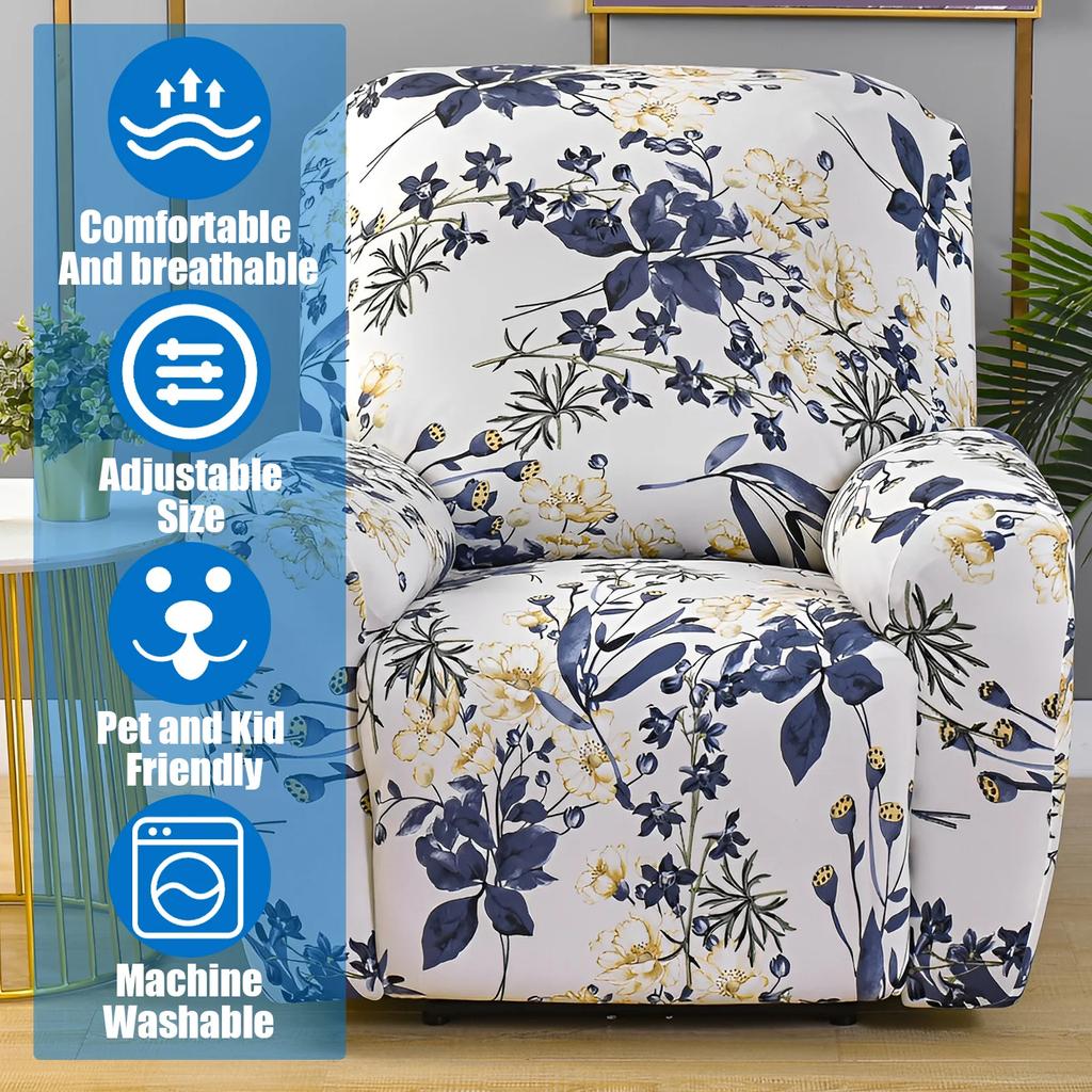 Stretch Recliner Slipcover Single Sofa Protective Cover with Pocket Fully Wrapped Seat Dust Cover Furniture Decoration for Home
