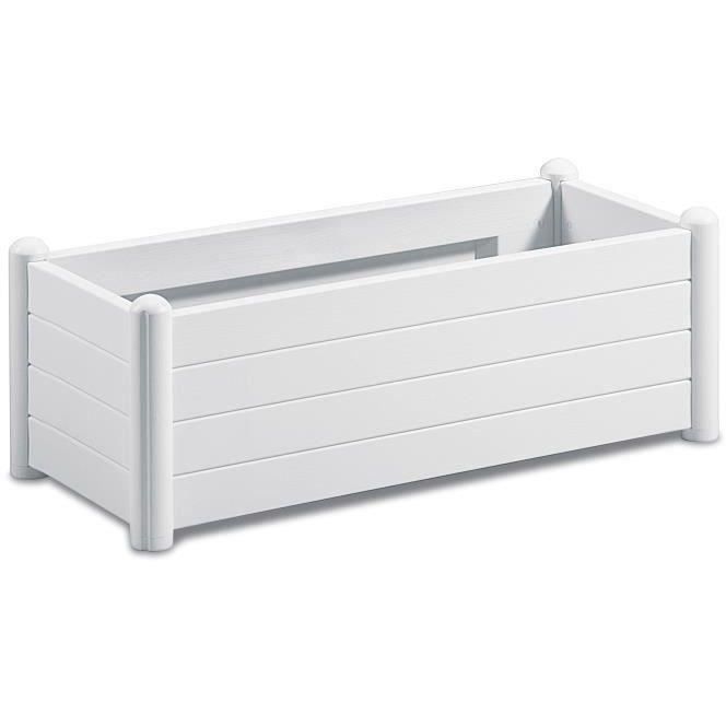 STEFANPLAST Rectangular Flower Box - ITALIA - Wood Effect Finish - 100x43xH35cm - 80L - White