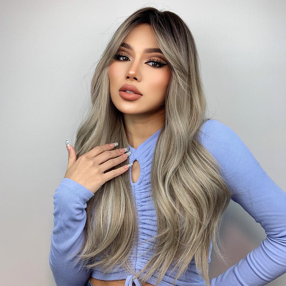 ALAN EATON Long Wavy Synthetic Hair Wigs Cosplay Party Daily Heat Resistant Wigs for Women