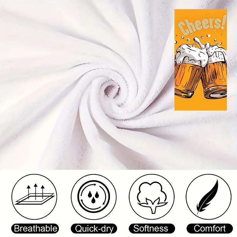 Beer Beach Towel - Funny Cheers Toast Design, Two Clinking Beer Mugs With Foam, Party Lover Gift, Soft Microfiber Multiple Sizes