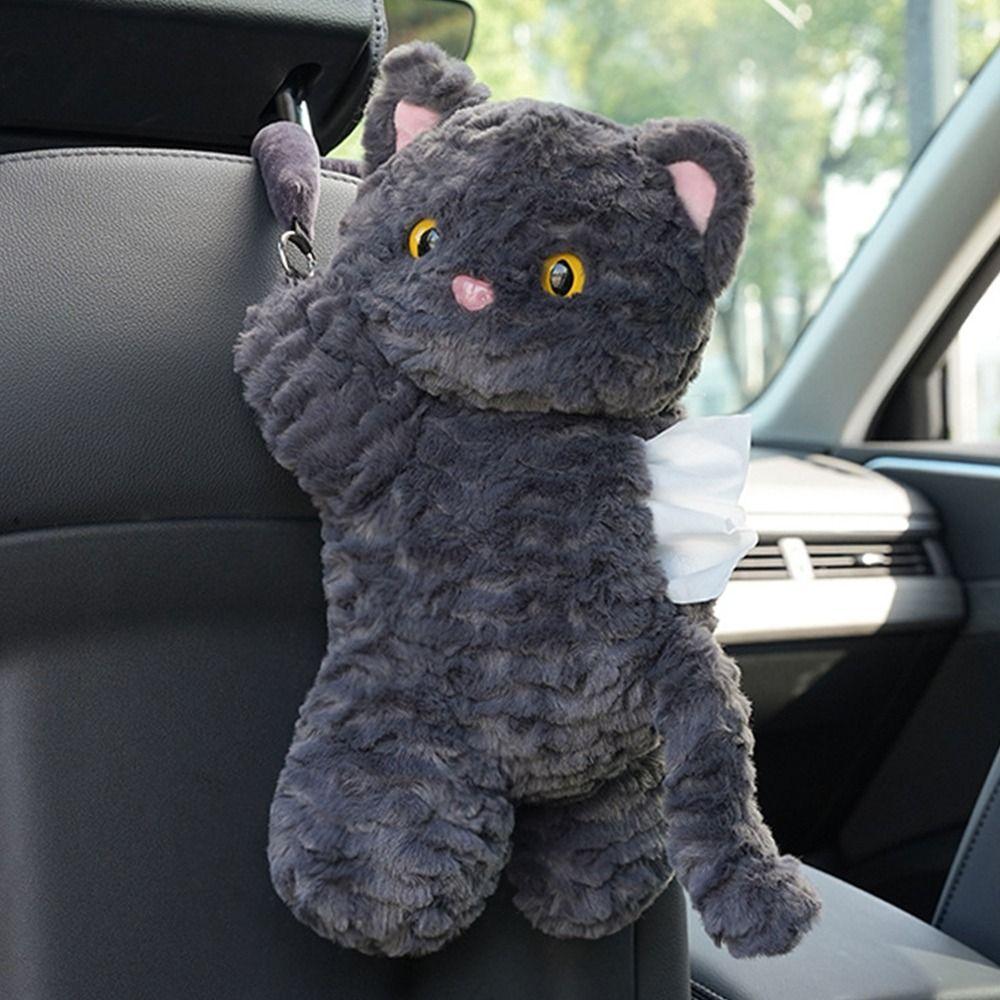 Cartoon Hanging Paper Organizer 2 In 1 Cute Plush Car Tissue Box  Interior Accessories