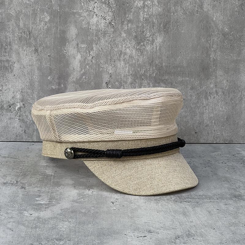 

Summer Mesh Linen Flat Top Hat Men S And Women S British Versatile Duck Tongue Beret Tide l60cm (fits head sizes 59-63cm) adjustable