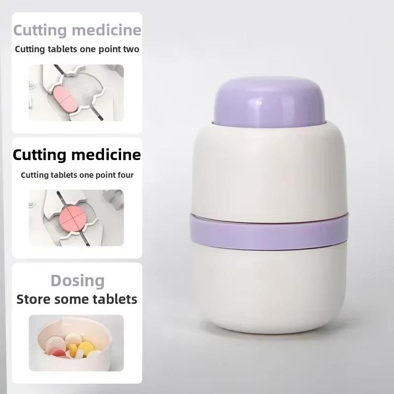 Portable 2-in-1 Pill Box with Pill Cutter for Cutting Small Pills or Large Pills In Half & Quarter Travel Pill Organizer Case