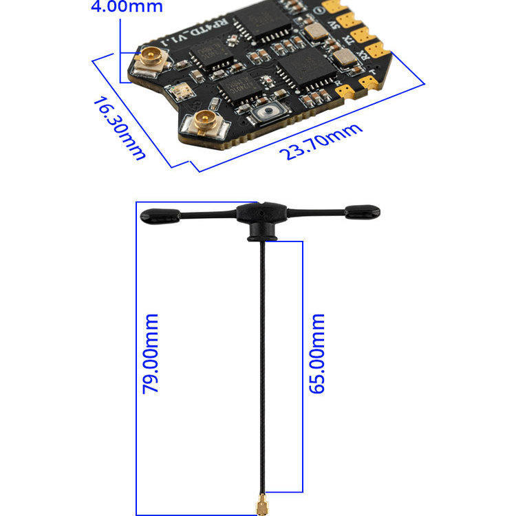 RadioMaster RP4TD ExpressLRS 2.4GHz Diversity Receiver with Dual Antenna for FPV Drone Fixed Wing, RC Model DIY Parts