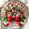 Christmas Round Metal Tin Sign, Home Wall Decor Candy Cane Holiday Art For Living Room Kitchen Bathroom Coffee Shop