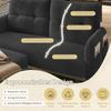 Corduroy 3-Piece Set Armchair + Stool + 2-Seater Sofa with Side Pocket Steel Frame & Backrest Deep Seat Modularly for Living Room, Grey
