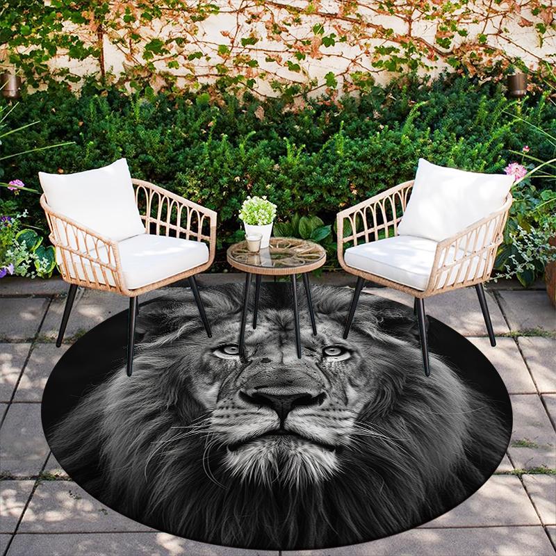 Lion King Pattern Round rug,Carpet Rug for Living Room Bedroom  Playroom ,Non-slip Floor Mat,Holiday Gifts and Birthday Gifts.