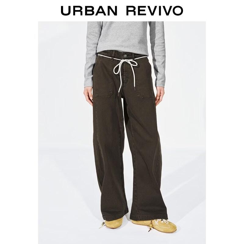 

UR2026 Women s Retro Drawstring Waist Curved Leg Casual Pants 27