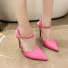 Fashion Summer Women's Sandals 12cm Super High Stiletto Heels Ankle Strap Sandals Large Size Women Hollow Pointed Toe Party Heels Shoes