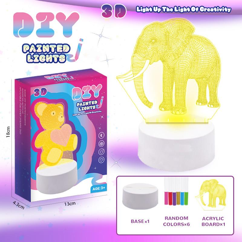 

3D расписной ночник креативный сделай сам граффити ручной работы светящийся трехцветный светильник импортная торговля праздничные игрушки подарки 20.65 мандарин желтый