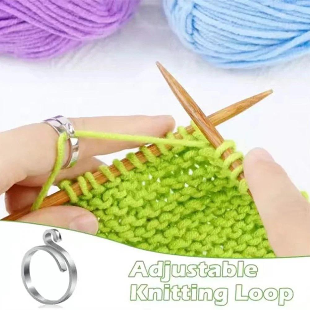 Unisex Knitting Loop Needle Adjustable Crochet Hook Yarn Guide Finger Frame Winding Tool Top Needle