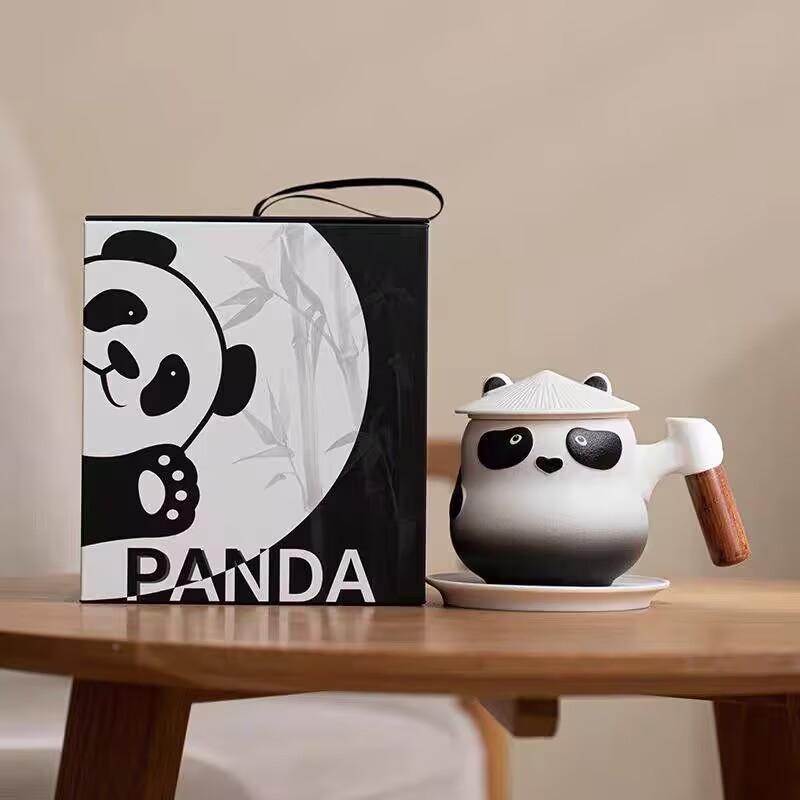 Panda Tea Creative Ceramic Tea Separation Cup With Lid Men'S And Women'S Office Filter Water Cup