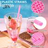 Drinking Water Straw Heart Shaped Straws, Food Safe PP Disposable Rounded Grade Lip Design Comfortable Sip Straws for Cocktail, Birthday Party
