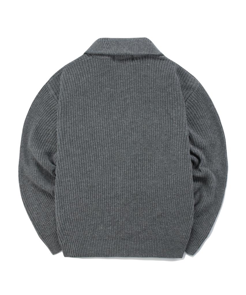 COLUMBIA UNIVERSITY 1754 Crown Overfit Half Zip-Up Sweater Charcoal