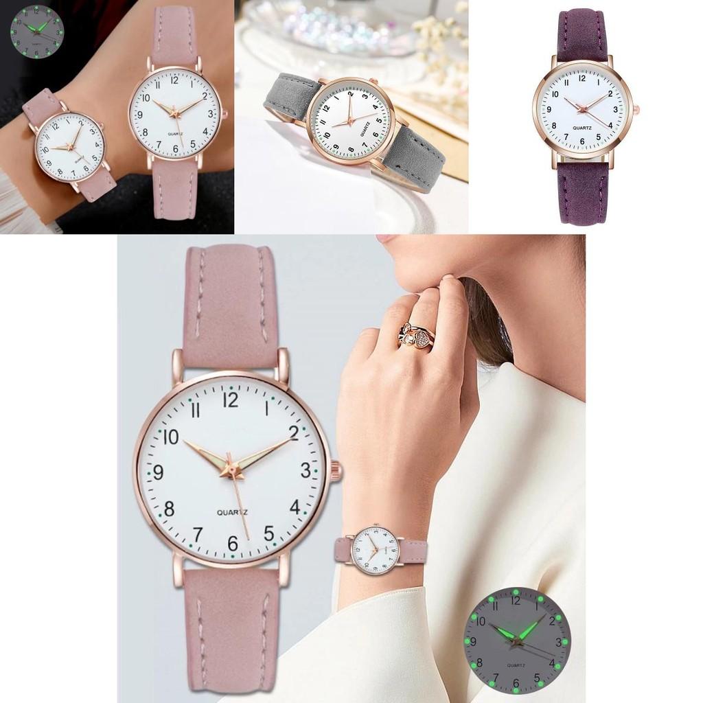 Stylish Unisex Minimalist Night Light Quartz Watch Casual Matte Leather Wristwatch Ladies' Quartz Watch