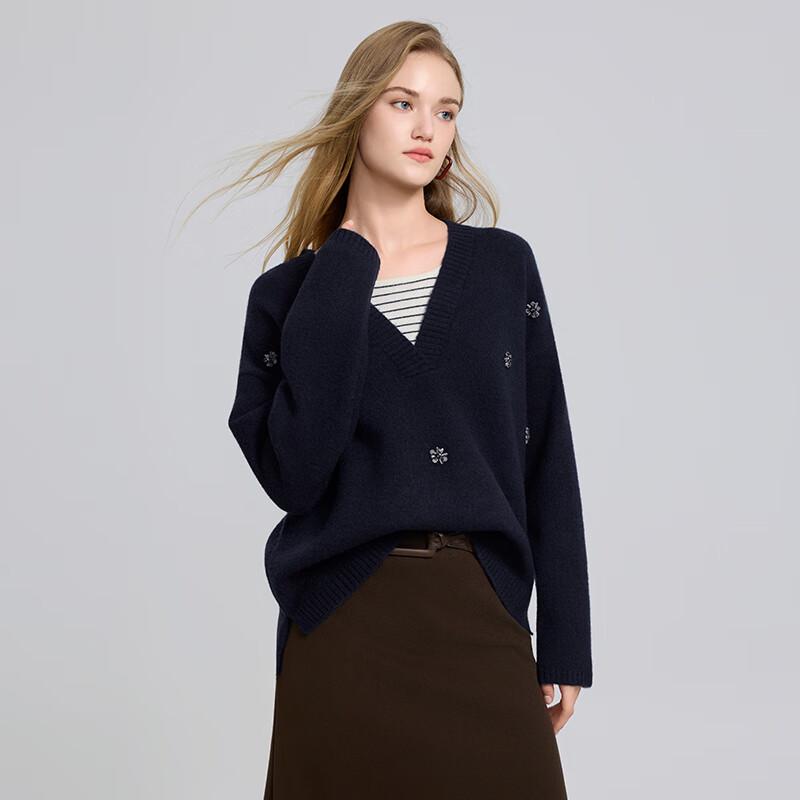 

Women s Stylish Faux Two-Piece V-Neck Knit Sweater One Size