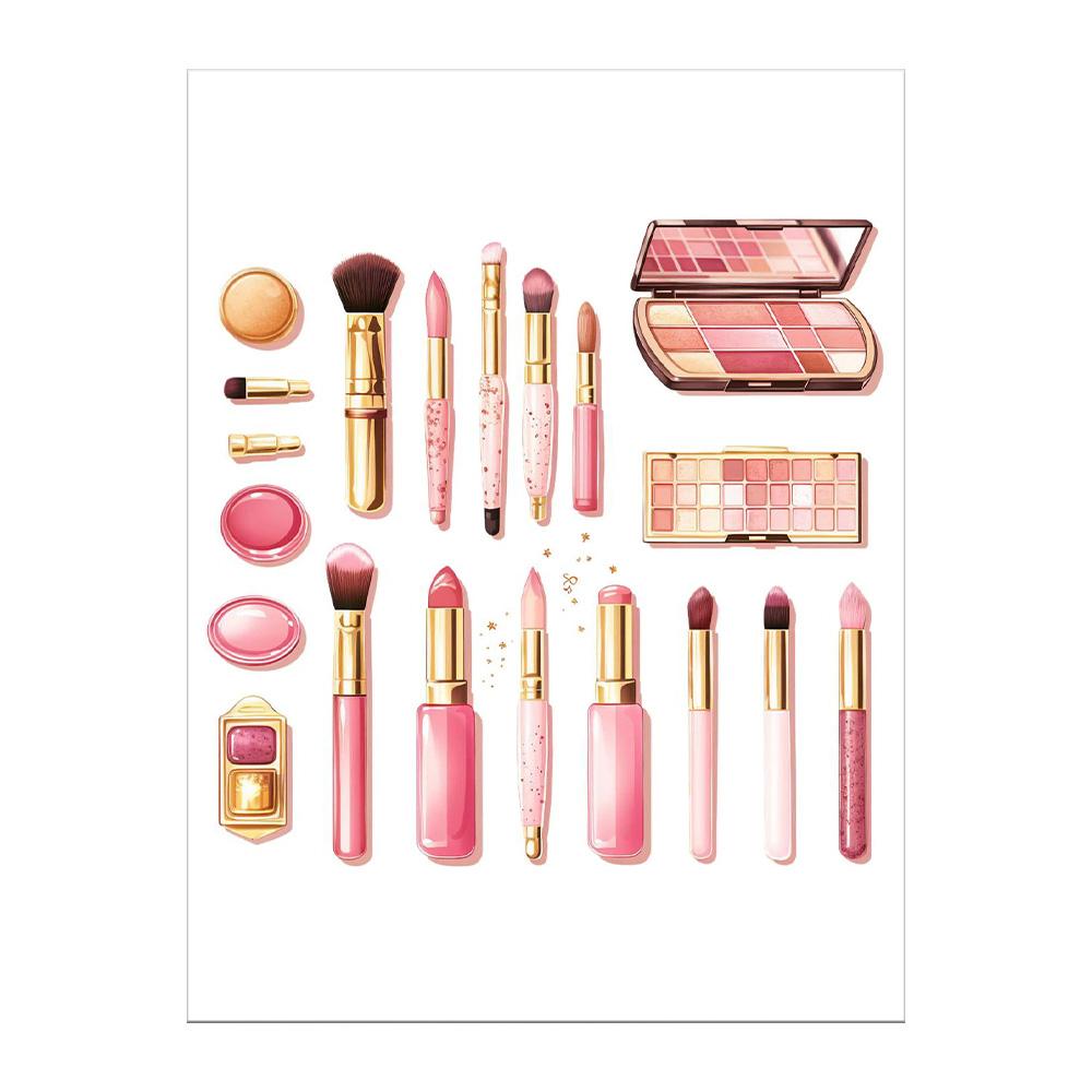 Fashion Girly Pink Makeup Collection EyeLash Lipstick Perfume Poster Canvas Painting Wall Art Pictures Home Bedroom Decor