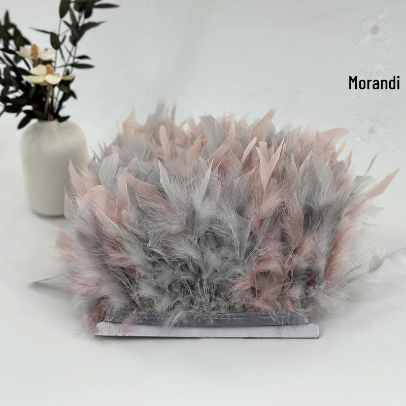 Red Lace Net Turkey Feather Strips for DIY Handmade Wedding Dance Costumes and Decorations