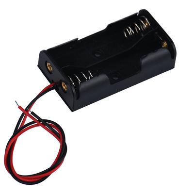 Box Holder For 2 X AA  With Wire Leads Plastic Battery Storage Case