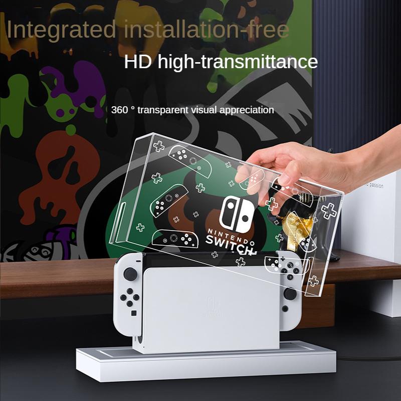 Capac de protecție anti-praf pentru Nintendo Switch/OLED, capac de bază emițător de lumină, carcasă acrilică gazdă OLED