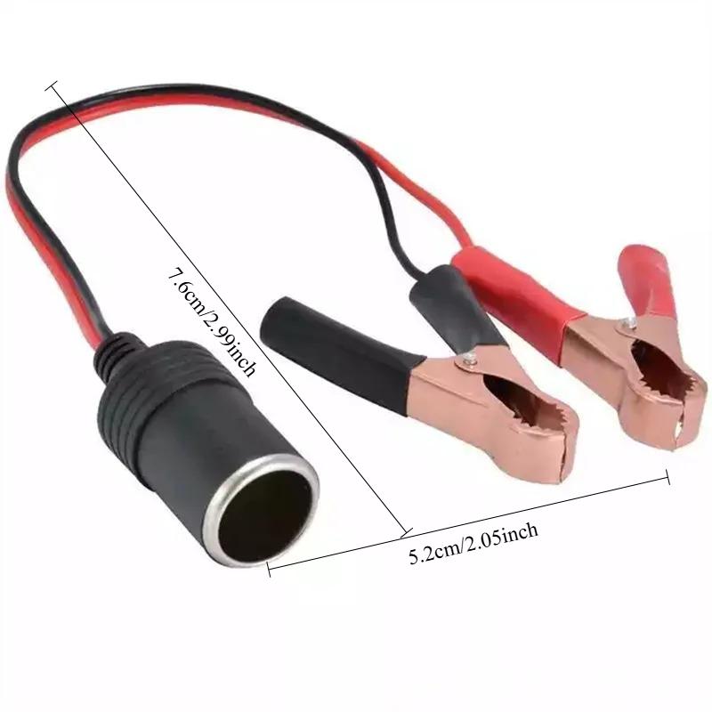 Battery Clamp Adapter 12V-24V Cigarette Lighter Female Socket to Alligator Clip Converter Power Port