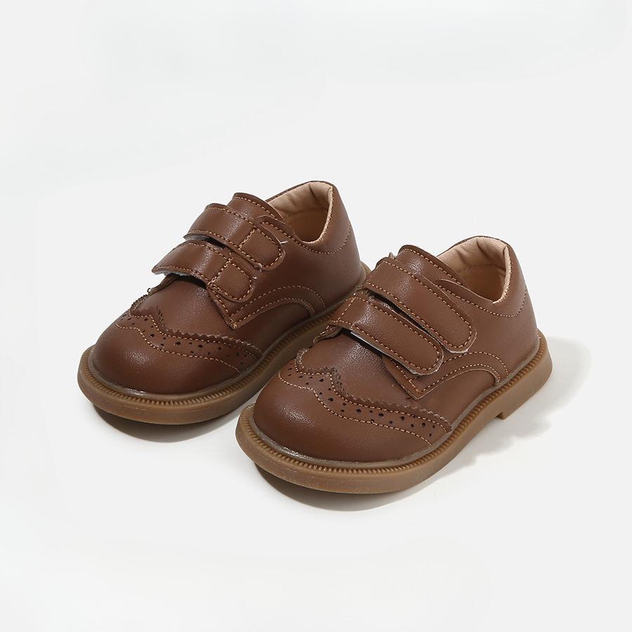 

New Style Baby Leather Shoes for Boys - Velcro Sole Anti-slip Baby Shoes 16 коричневый