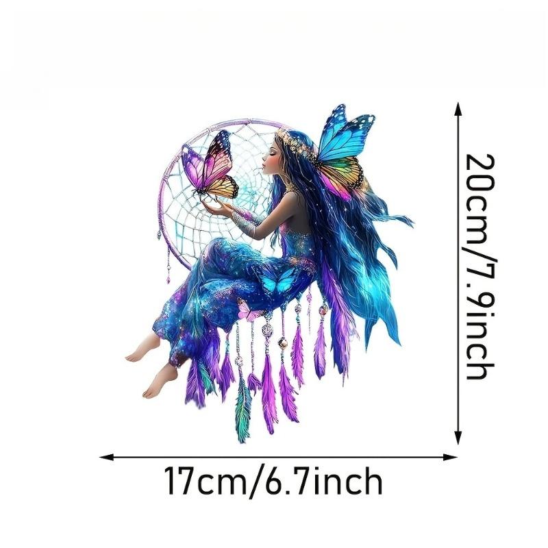 2D Flat Spirit Angel theme Crystal Butterfly Fairy Acrylic Decoration Sign, Home Decor Plaque Hanging Wall Art Decorative Garden Decoration for Room D B