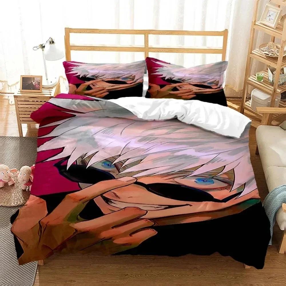 3D Print Anime Jujutsu Kaisen Gojo Satoru Comfortable Duvet Quilt Cover Pillowcase Bedding Set  Bedroom Decoration Home Textile