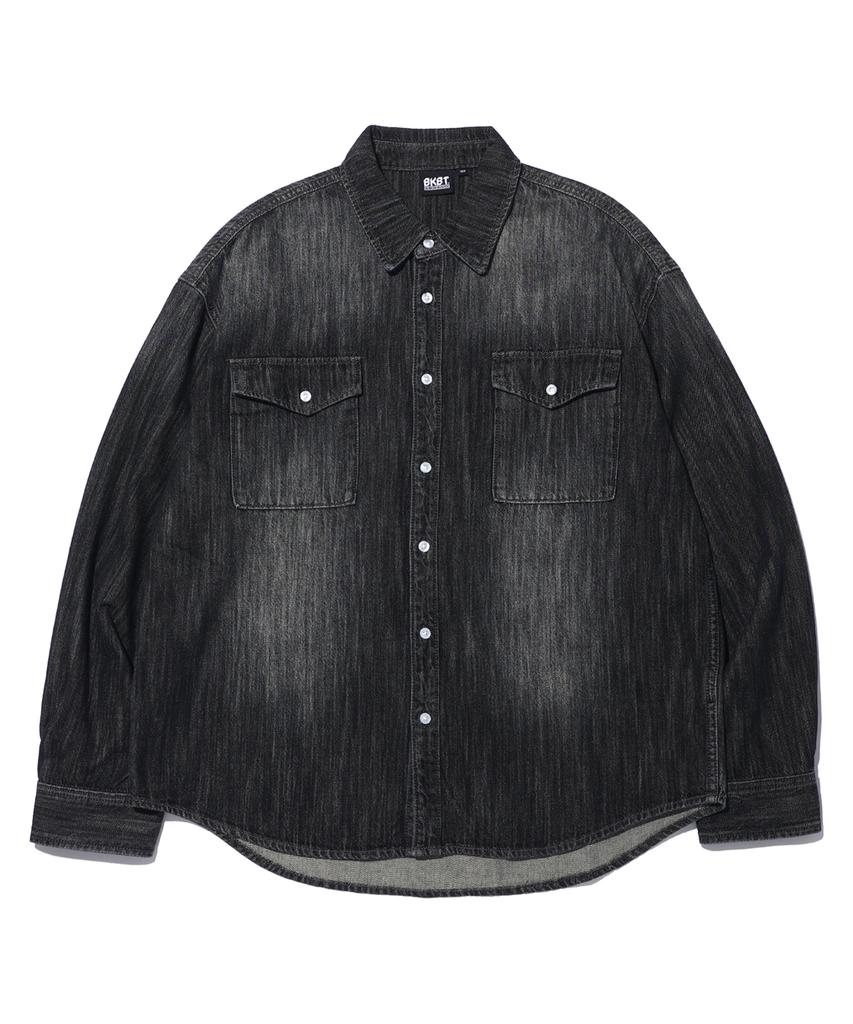 BUNKERBUSTER Slub Washed Denim Shirt Mp3Yu681_Black