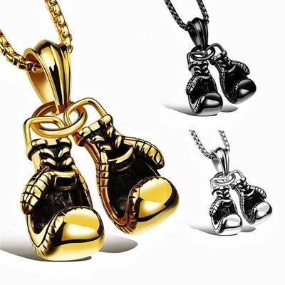 Necklace Retro Fitness Boxing Gloves Lettering Domineering Fashion Punk Pendant