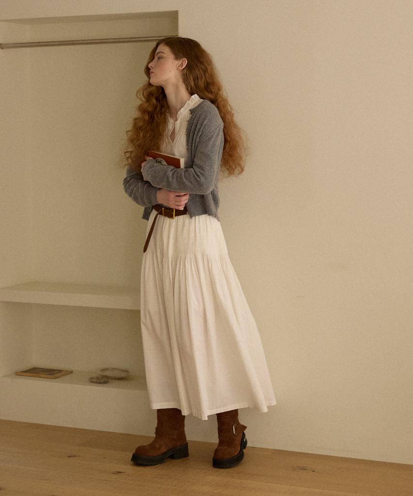 Opeundoeoseutyudio Handmade Wrinkle Pin Tuck Skirt Ivory