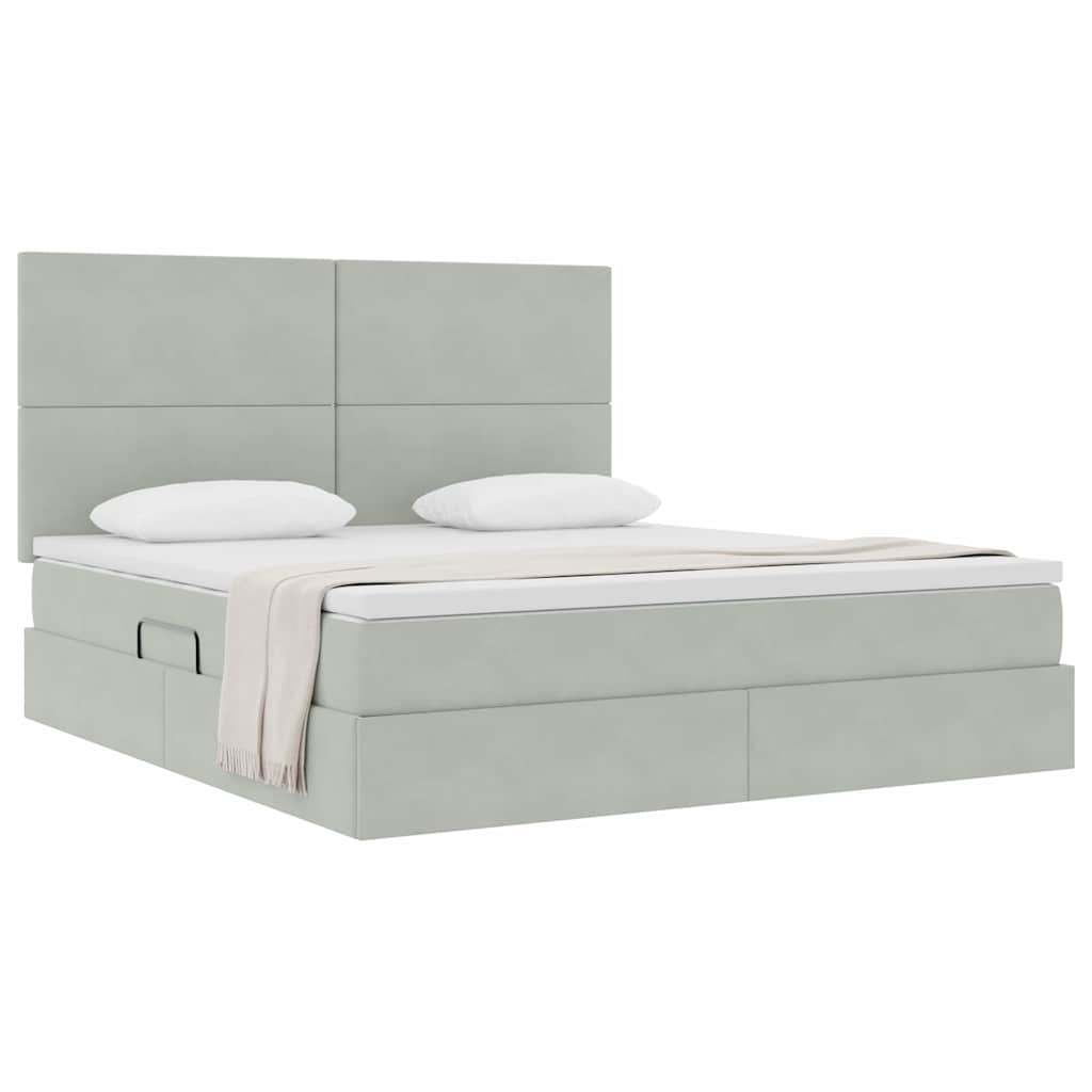 Storage Bed with Mattress Light Grey 160 x 200 cm Velvet