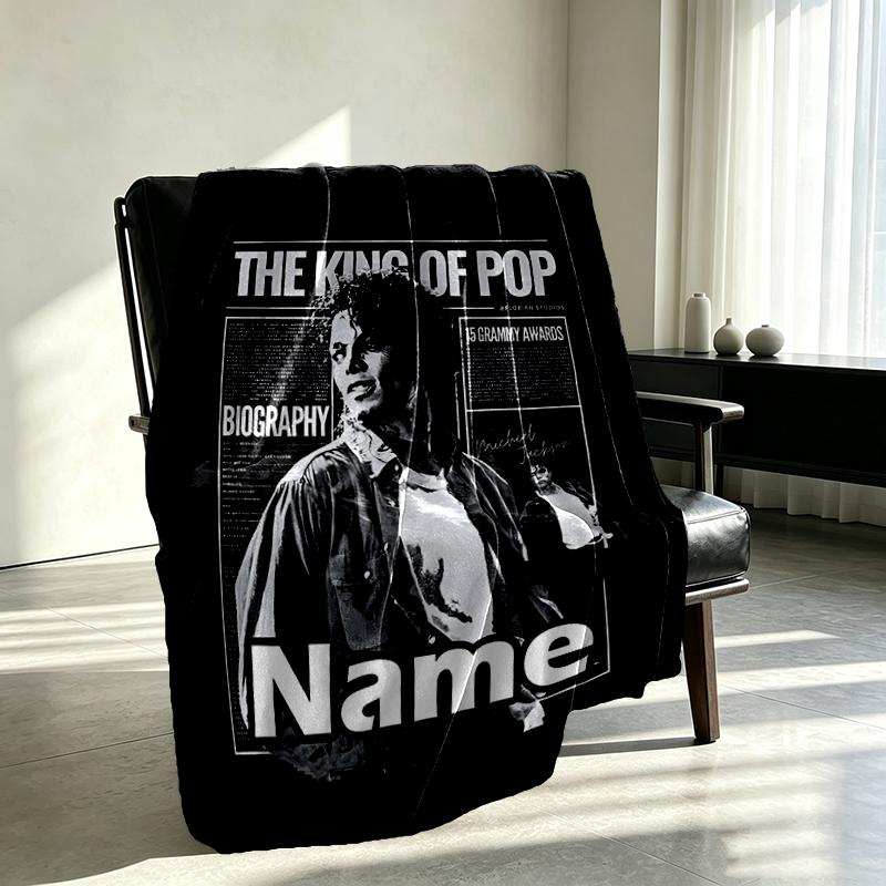 Custom Name Personalized Michael Jackson Print Blanket, Home Decor, Bedroom, Sofa, Camping, Couch, Gifts for Birthday Christmas