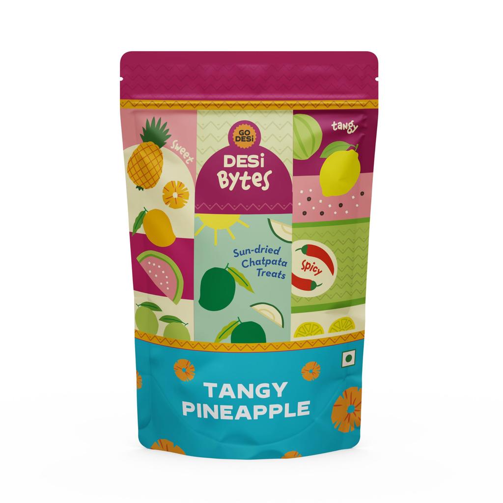 GO DESi Tangy Pineapple Candy, 150g, Fruit Snacks, Bites, Dehydrated