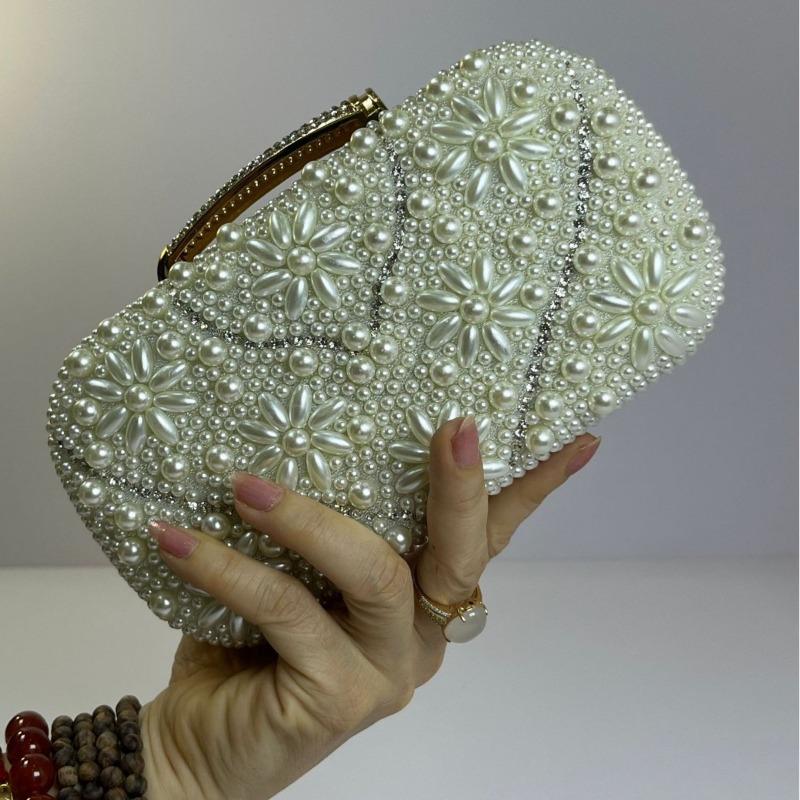 Pearl dinner bag with cheongsam handbag, evening dress with diamonds, women's fashion temperament handbag, banquet handbag