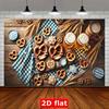 2D Oktoberfest Celebration Backdrop, Bavarian Beer & Pretzel Party Photo Background