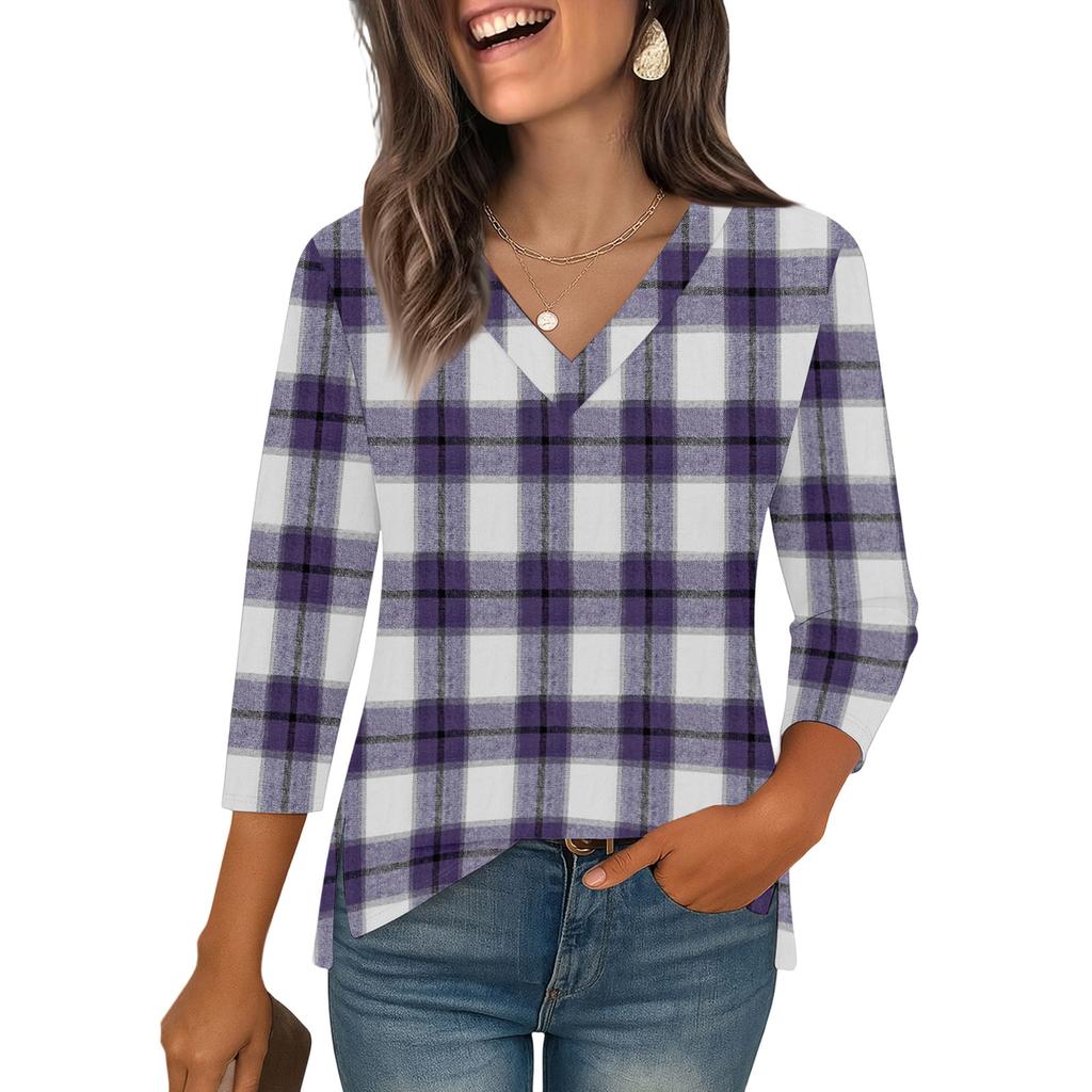 3/4 Ermskjorter For Kvinner Trykk Grafiske T-skjorter Bluser Casual Pluss Størrelse Basis Topper Pullover