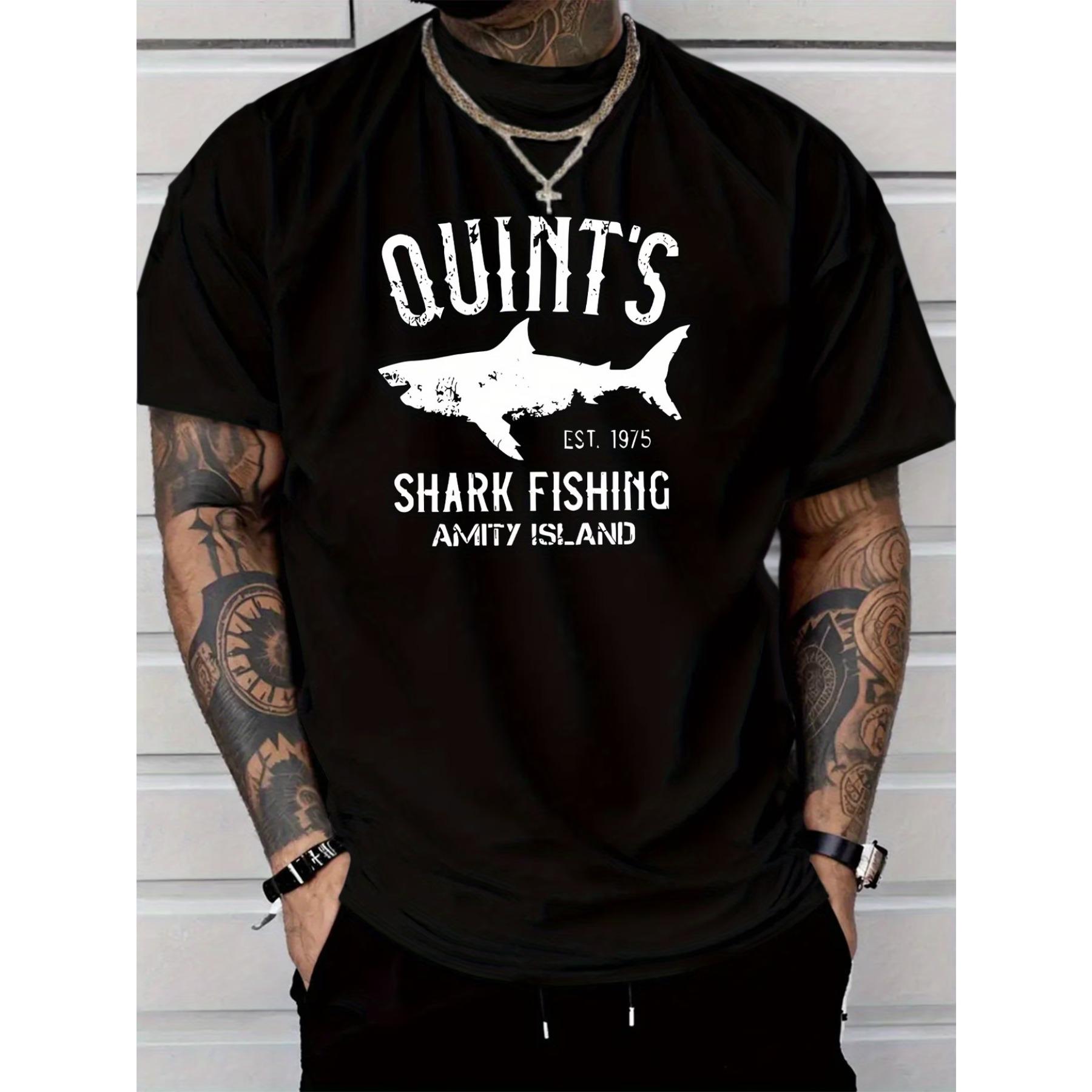 

Men s Amity Island Shark 1975 Design T-Shirt - Lightweight Breathable Polyester Crew Neck Tee with Iconic Shark Logo XXL