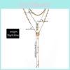 Alloy Cross Pendant Necklace For Women With Multilayer Design And Trendy Style