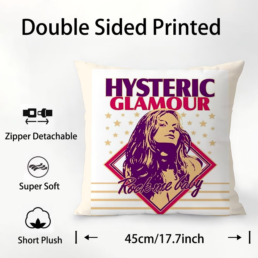 H-Hysterics G-Glamour Pillow Case Plush Fabric Soft Double Sided Print Sofa Cushion Cover Throw Pillow Covers
