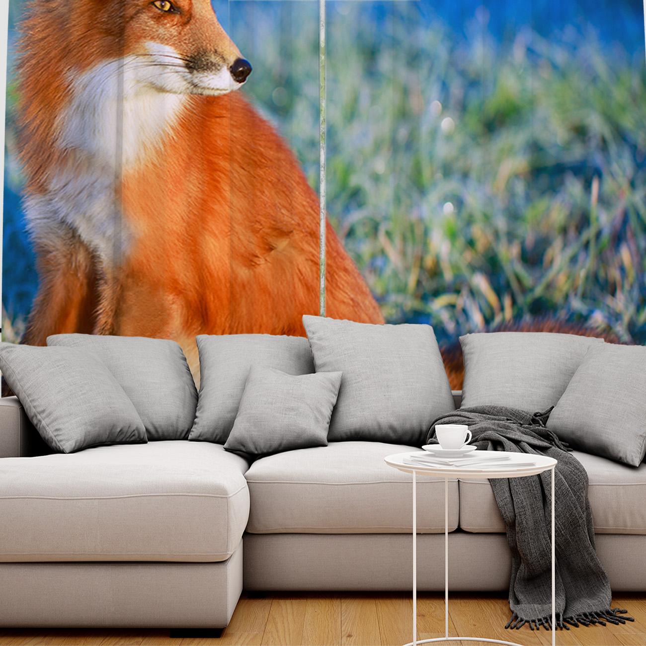 Шторы на окна с изображением красной лисы — фото 5