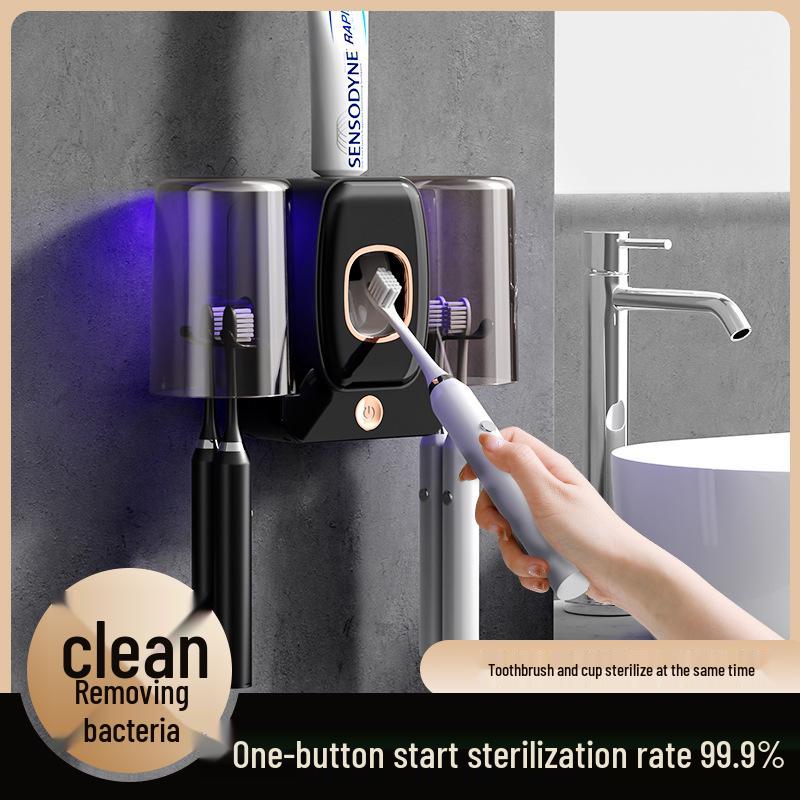 Chytrý UV držák na zubní kartáčky a automatický dávkovač zubní pasty s dvojitými kelímky