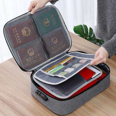 Large Capacity Lockable Document Storage Bag Portable Durable Multi-layer Family Document Bag Water-Resistant with Password