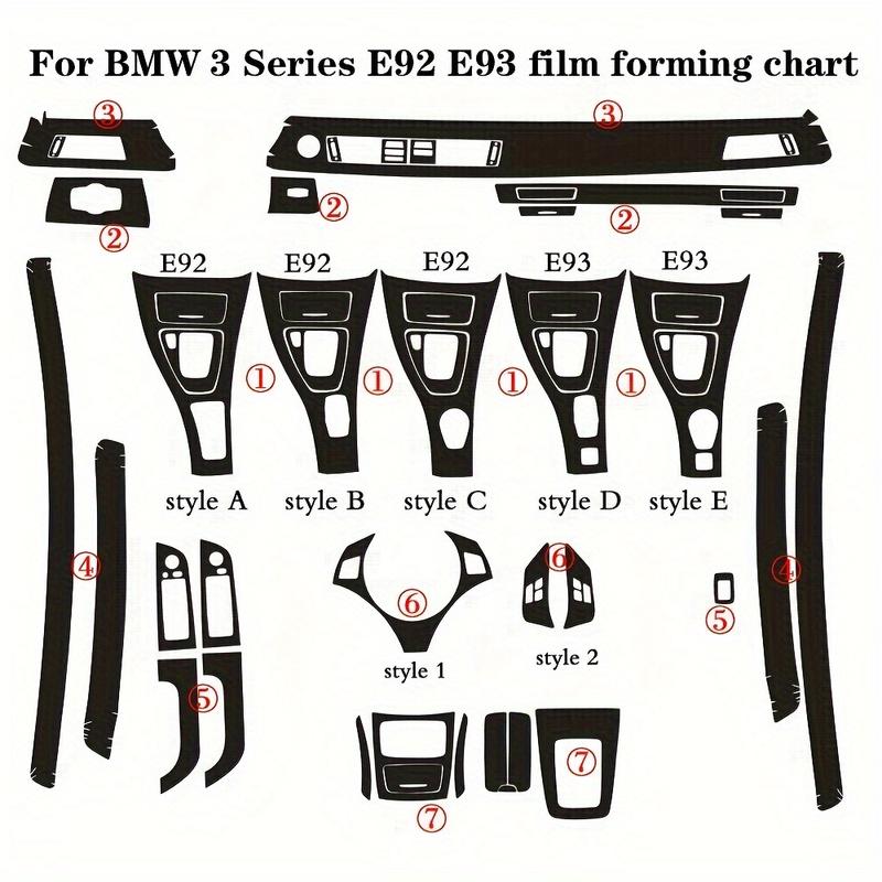 Car Accessories Carbon Fiber Stickers For BMW E92 E93 2005-2012 2-Doors Center Console Gear Anti Scratch Protective Film